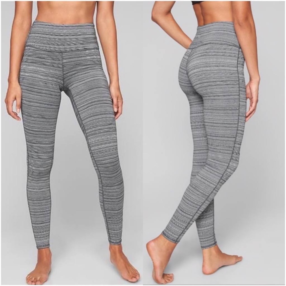 Athleta Black White Jacquard Textured 7/8 Chaturanga Legging Tights Size Small